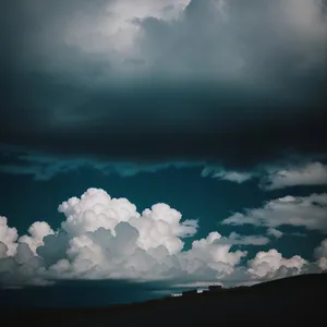 Sunset Sky with Fluffy Clouds
