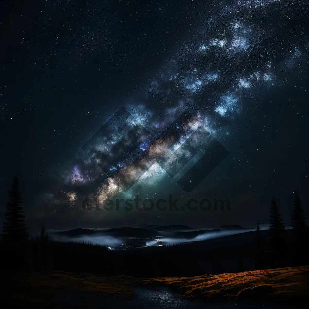 Picture of Dark Moon Illuminated by Bright Stars in Galaxy