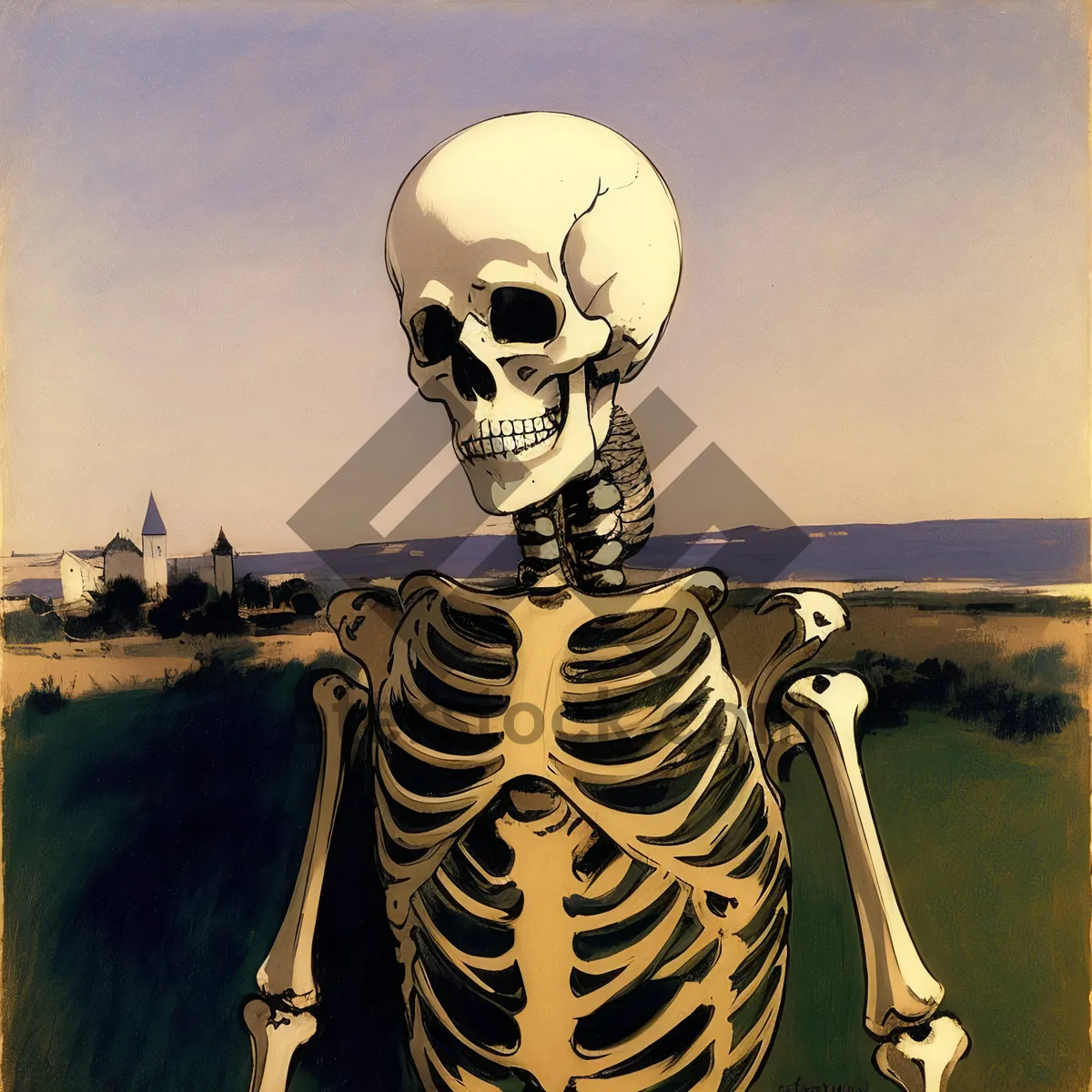 Picture of Spooky Soccer Player with Skull and Bones