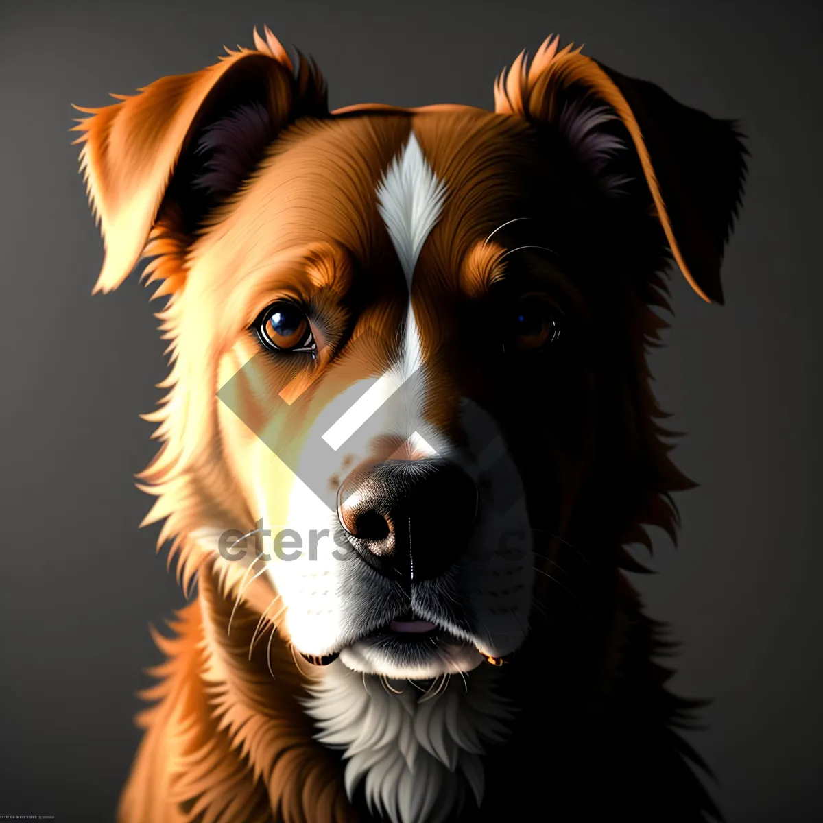 Picture of Cute Border Collie Dog Portrait in Studio