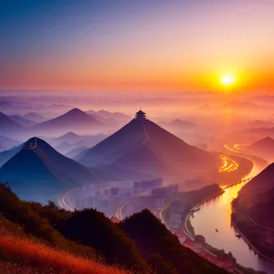 Sunset Over Highland Mountains