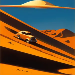 Orange Sky Dune Landscape with Vertical Tail Airfoil