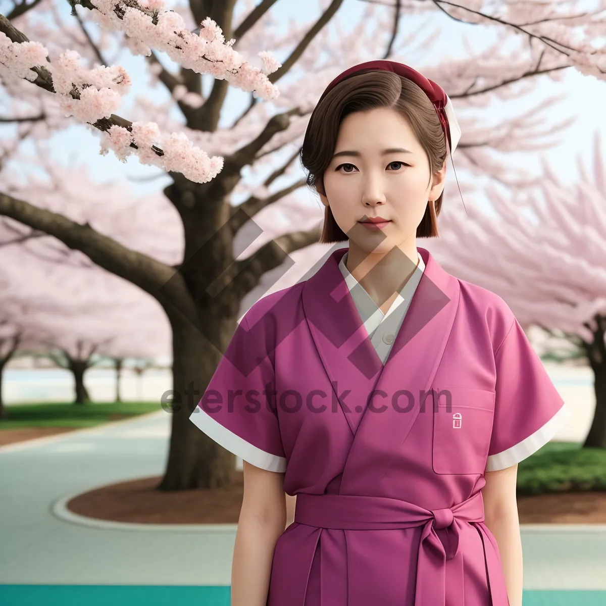 Picture of Smiling Businesswoman in Professional Kimono