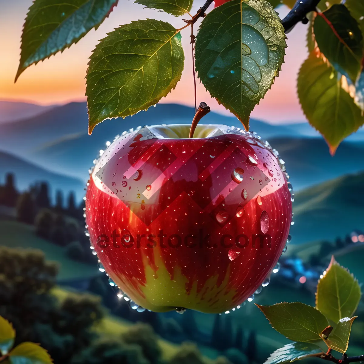 Picture of Fresh and Delicious Red Apple from Organic Garden
