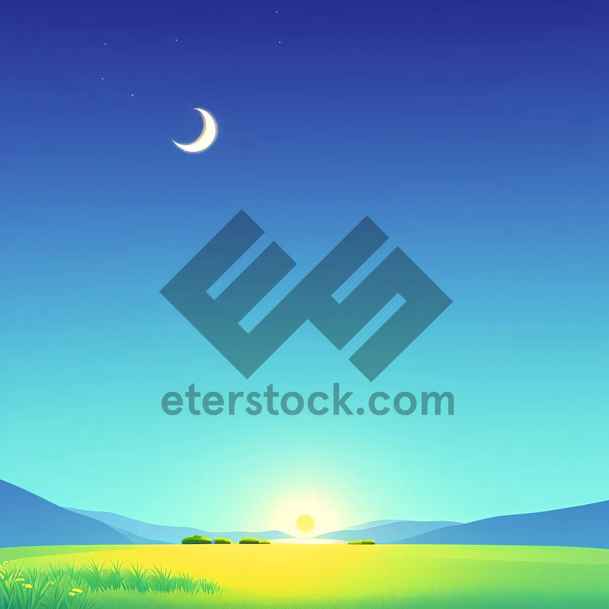 Picture of Vibrant Sunny Landscape with Clear Blue Sky