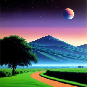 Vibrant Sunset Over Rural Meadow