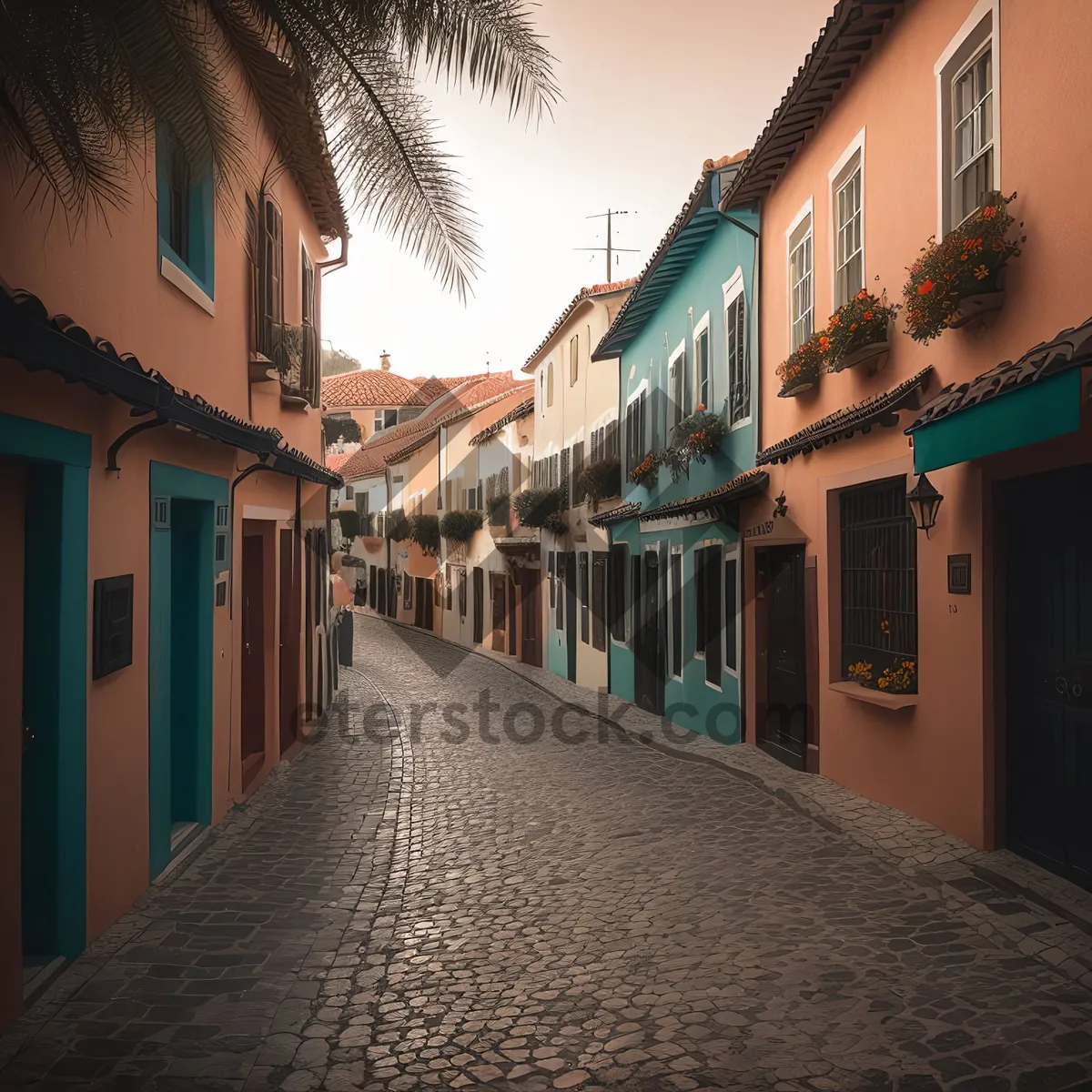 Picture of Ancient Waterfront Cityscape with Historic Architectural Structures