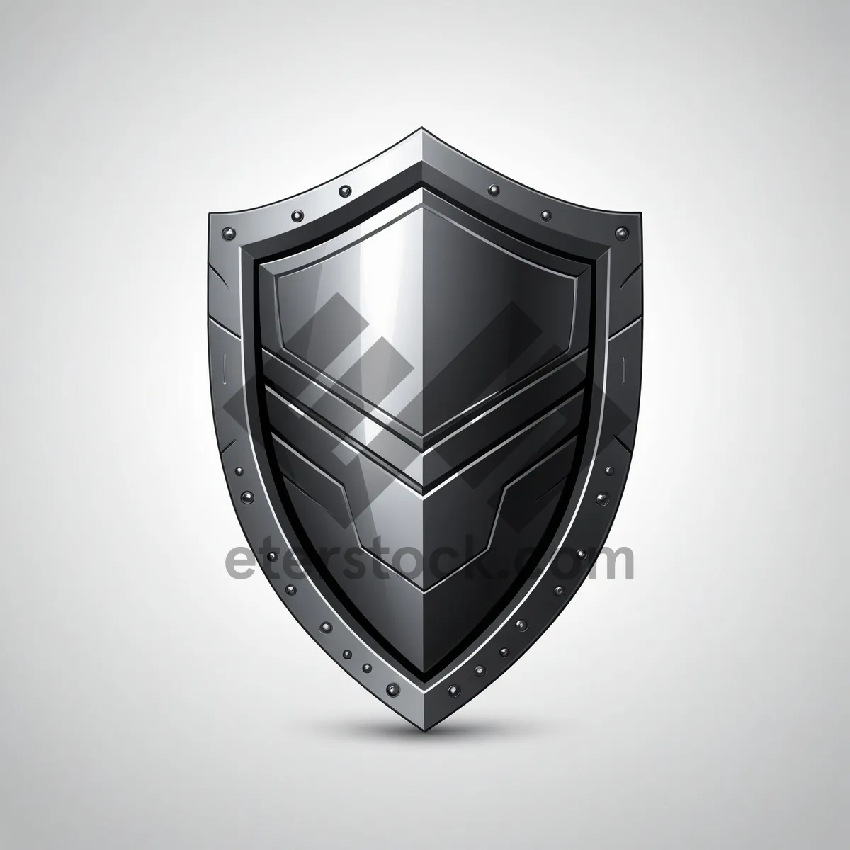 Picture of Shiny 3D heart emblem shaped metal shield icon