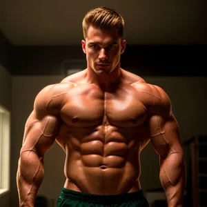 Muscular male athlete showcasing sculpted physique