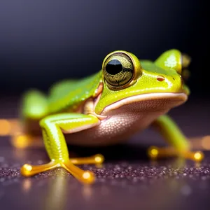 Orange-eyed Tree Frog peeping out with bulging eyes