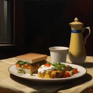 Delicious gourmet lunch on restaurant tabletop plate