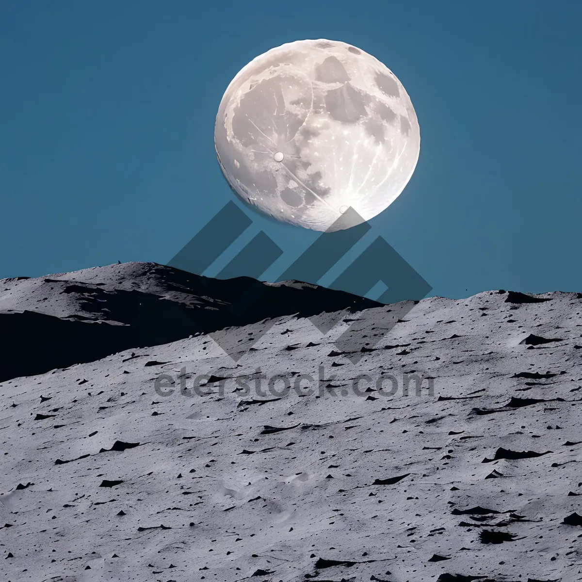 Picture of Nighttime Earth with Glistening Moon and Ice Mountains