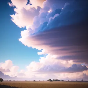 Scenic Cloudscape: Bright Summer Sky with Fluffy Cumulus Clouds
