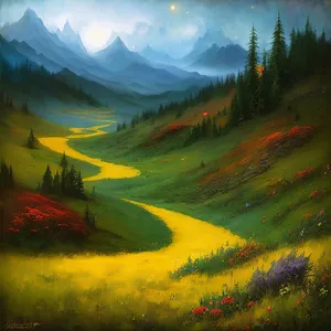 Sunset over Rural Mountains: A Majestic Horizon