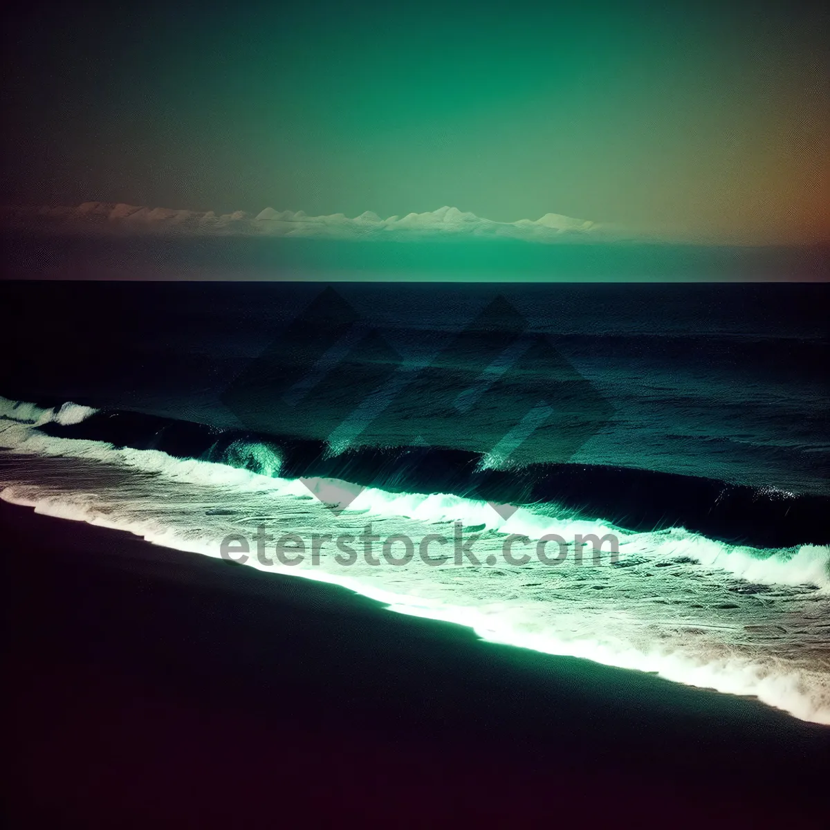 Picture of Serene Sunset Over Coastal Waves