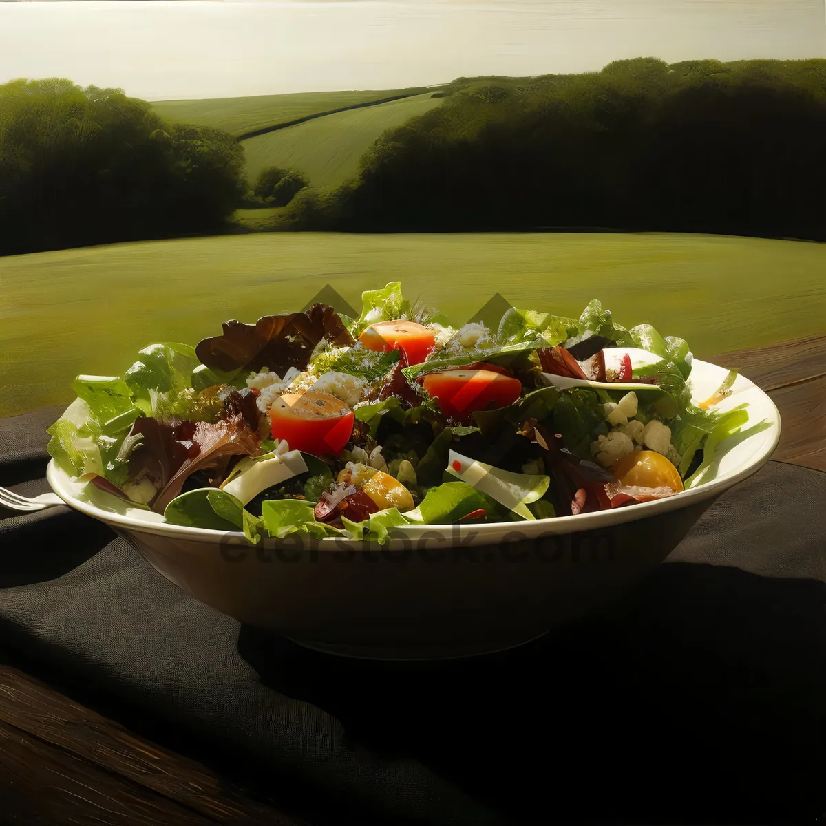 Picture of Gourmet Vegetable Salad with Fresh Cheese and Olive Oil