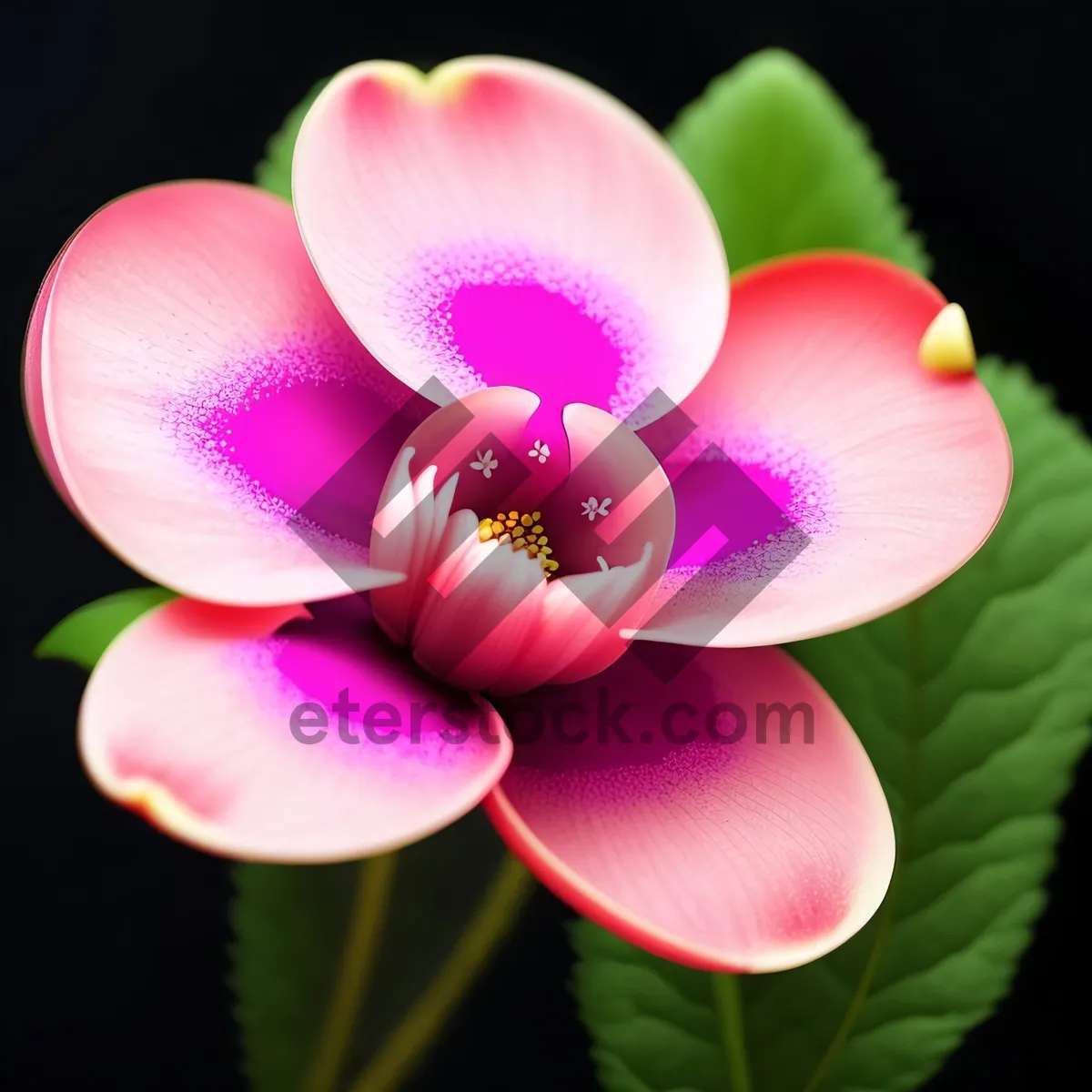 Picture of Exotic Pink Lotus Blooming in Tropical Garden