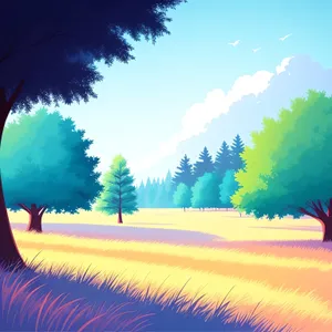 Vibrant Summer Sunset over Serene Countryside