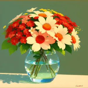 Colorful Summer Bouquet in a Vase