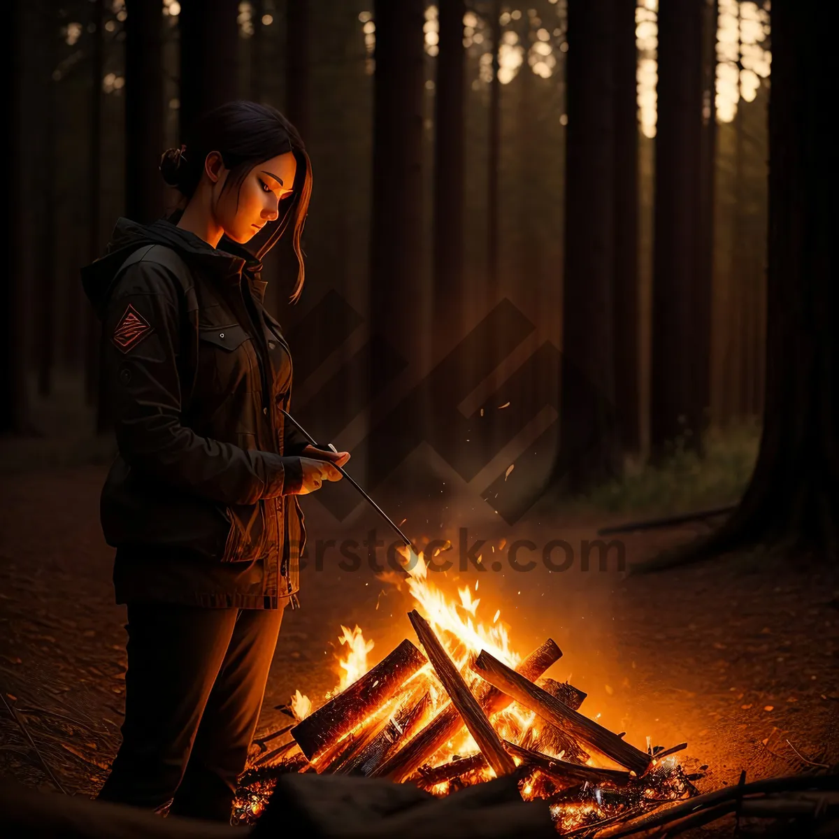 Picture of Fiery Nights: Mesmerizing Orange Flames Illuminate the Darkness