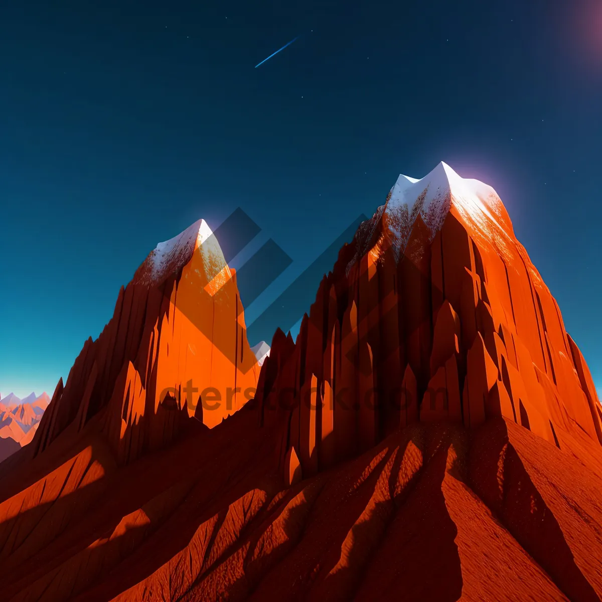 Picture of Orange Desert Sunrise: Majestic Mountains and Desert Landscape